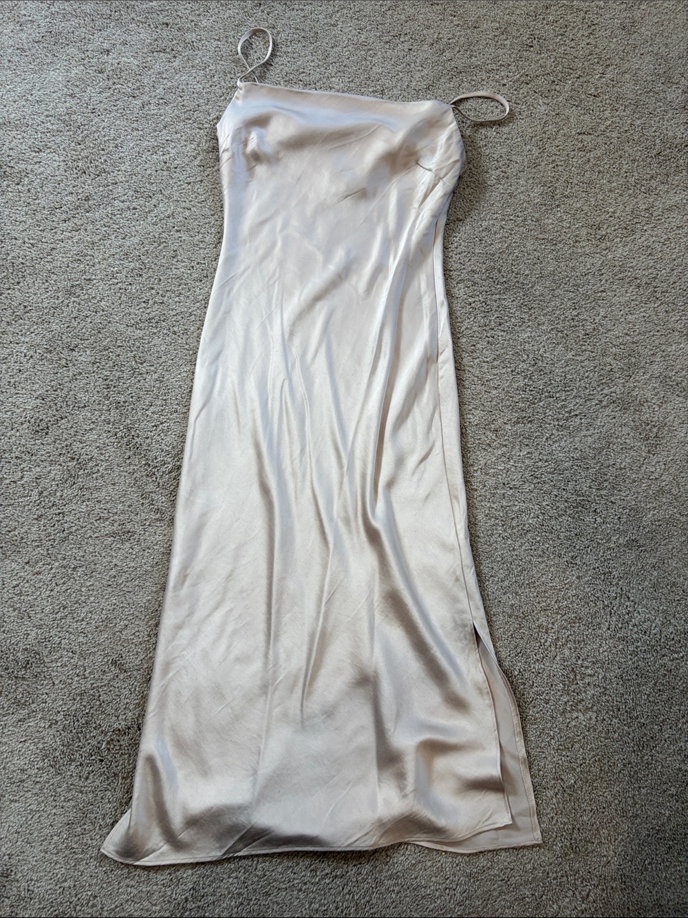 Express Champagne Satin Slip Maxi Dress